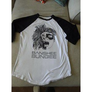 Vtg BANSHEE‎ BUNGEE Baseball Style Promo SHIRT Lion Logo Ladies sz 42" SNOWBOARD